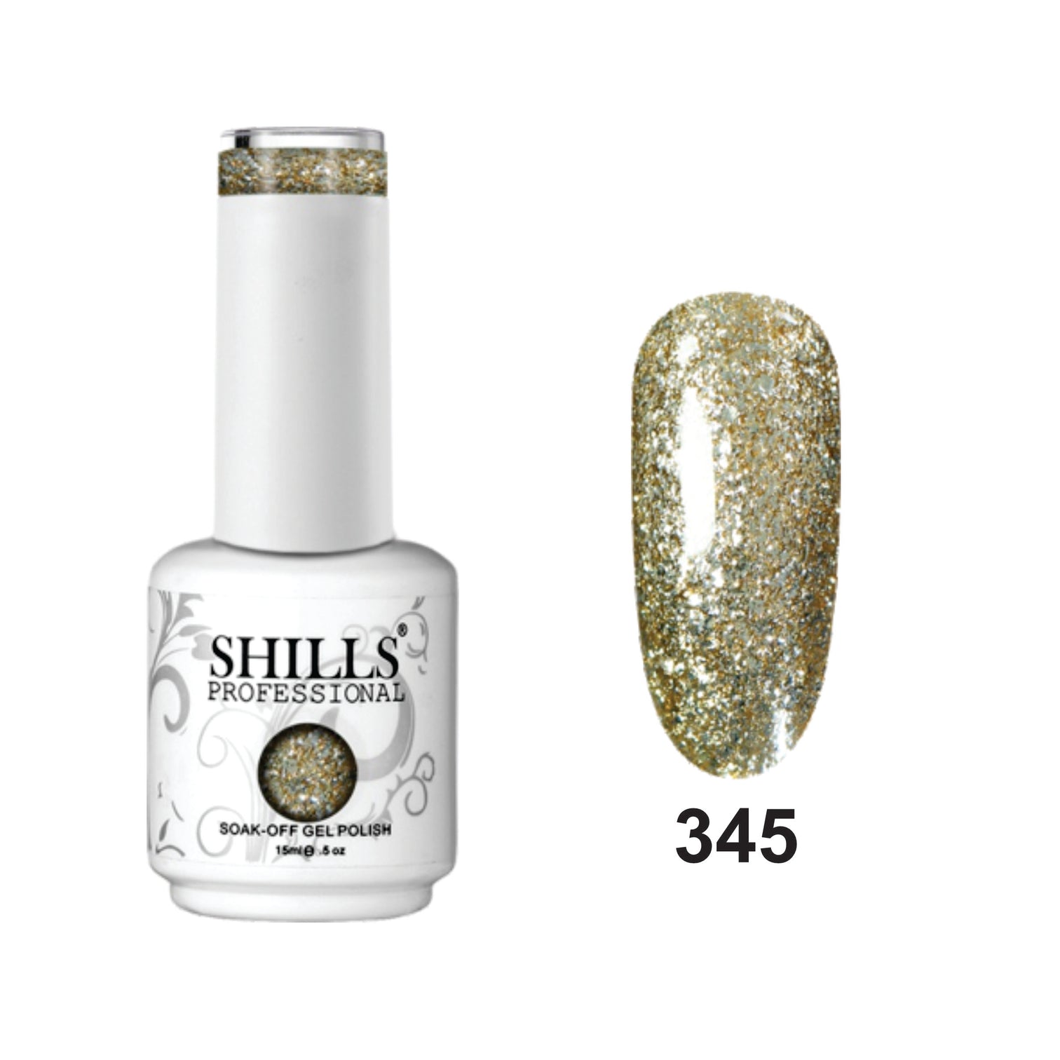 Shills Professional Luxury Platinum Gel Polish – High-Shine Glitter Finish, Long-Lasting Formula (Shade-345)