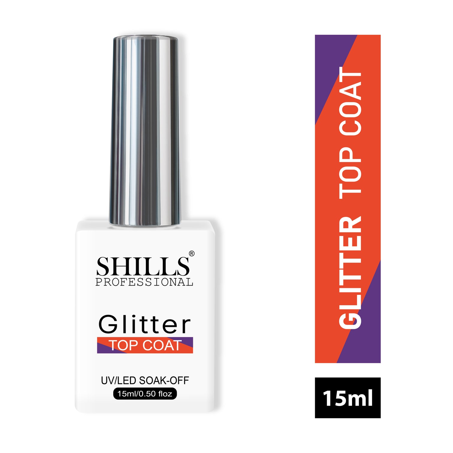 Shills Professional Glitter Top Coat — Sparkling Finish for Gel Nails | UV/LED Cure | Durable & Long-Lasting Shine