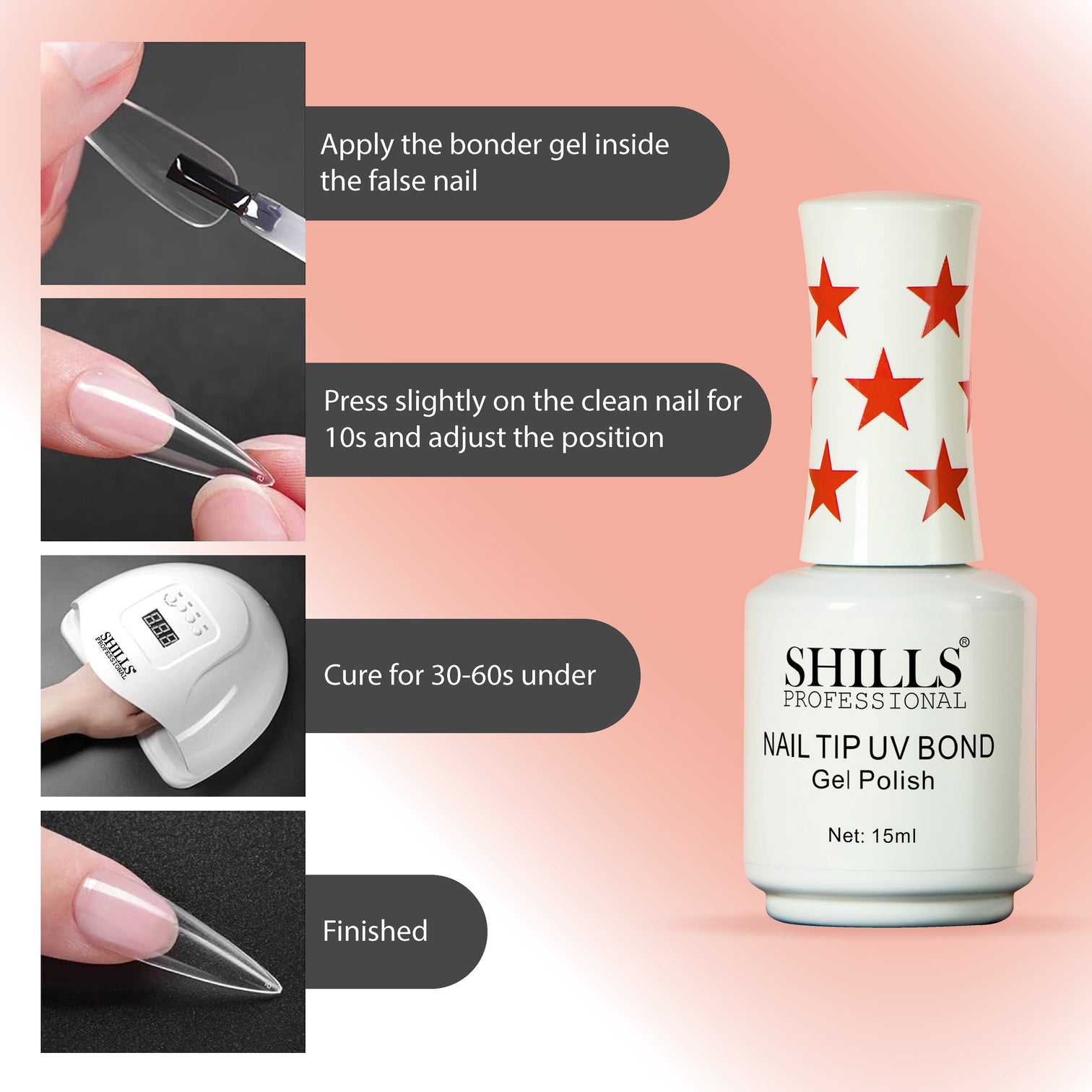 Shills Professional Nail Tip UV Bond – Strong Adhesive for Acrylic & Gel Nail Extensions | Quick-Cure Nail Glue for Long-Lasting Wear