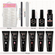 Shills Professional Poly Gel Nail Kit – Complete Builder Set with Slip Solution, Nail Tips & Dual-Ended Brush