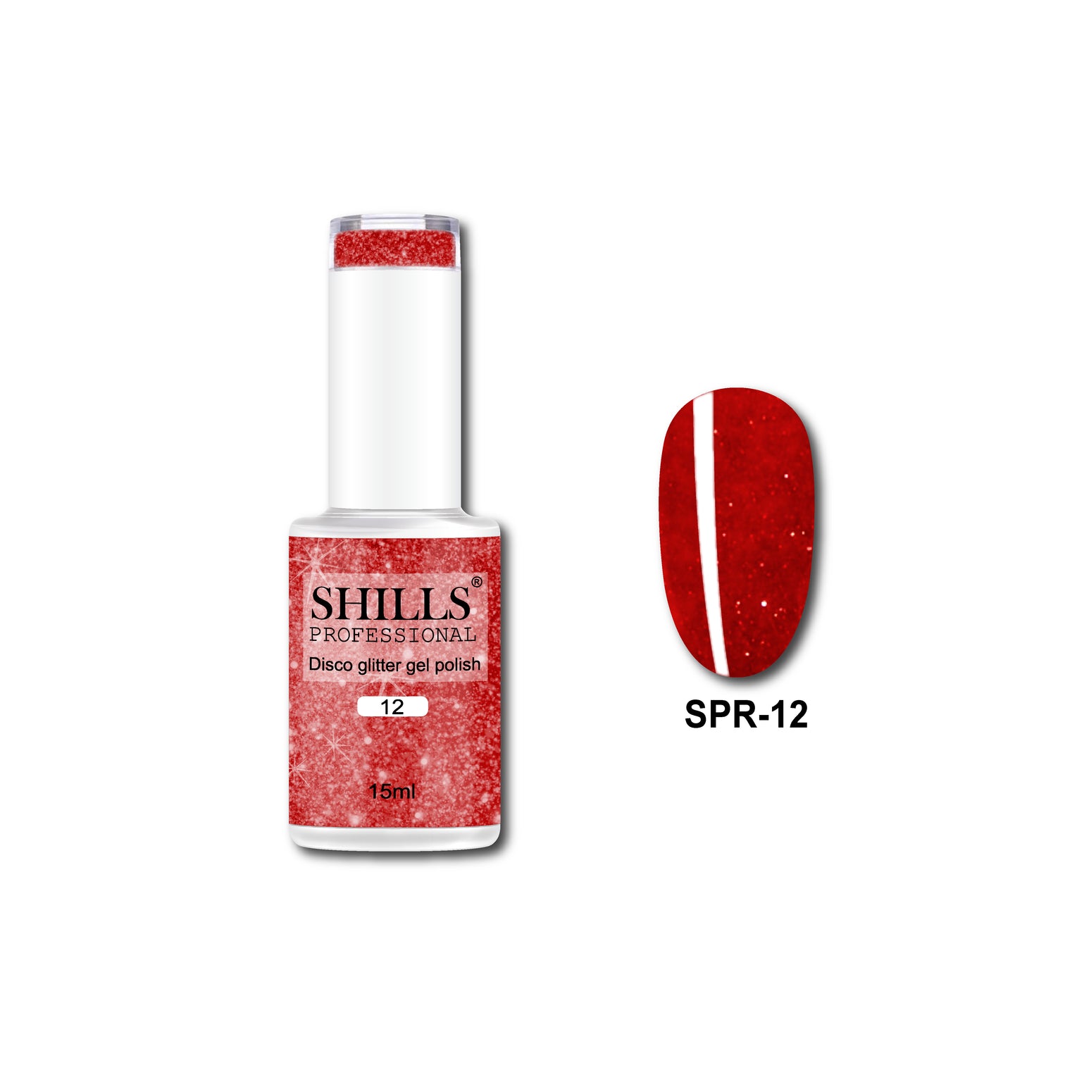 Shills Professional Reflective Gel Polish – Glitter Flash Gel for Sparkling Nail Art | Long-Lasting Soak-Off UV LED Gel (Shade-12)