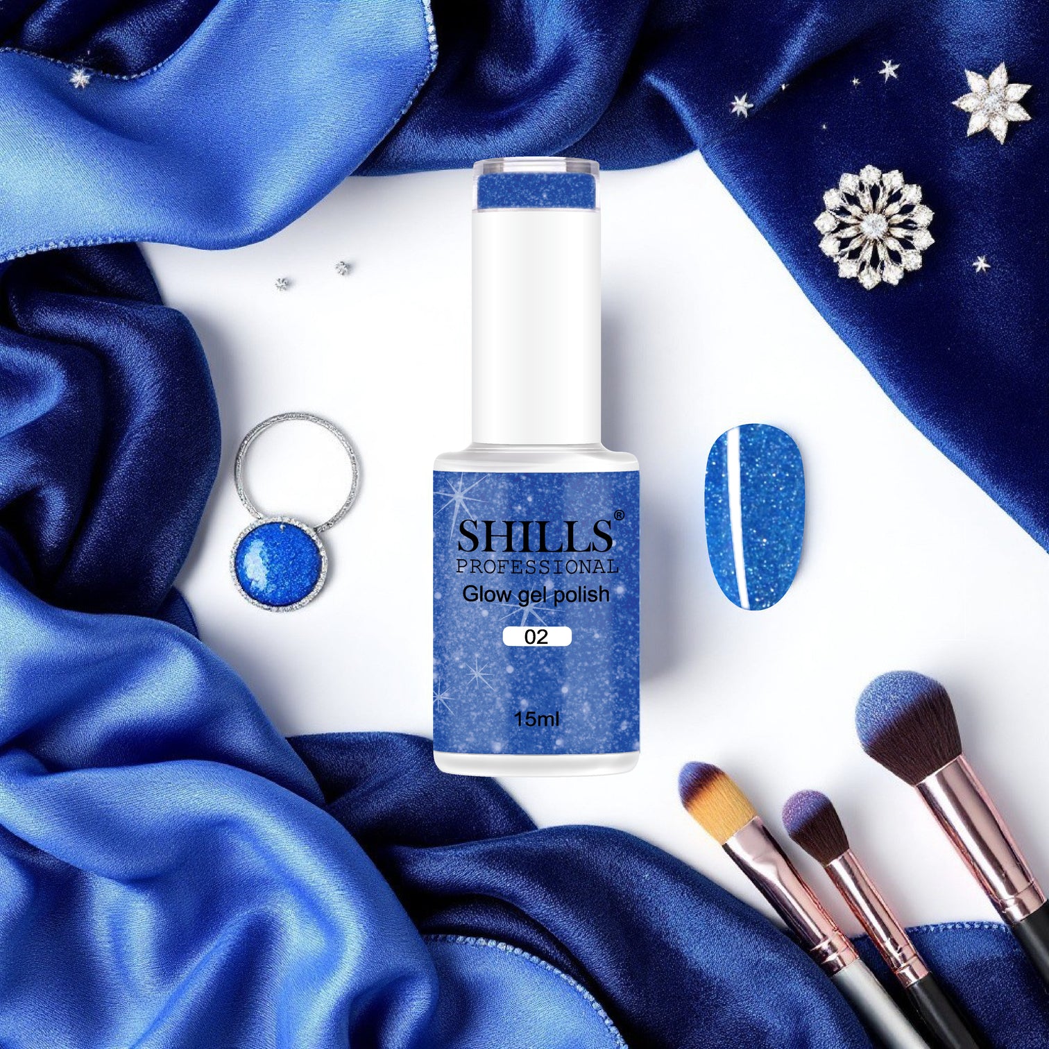 Shills Professional Reflective Gel Polish – Glitter Flash Gel for Sparkling Nail Art | Long-Lasting Soak-Off UV LED Gel (Shade-02)