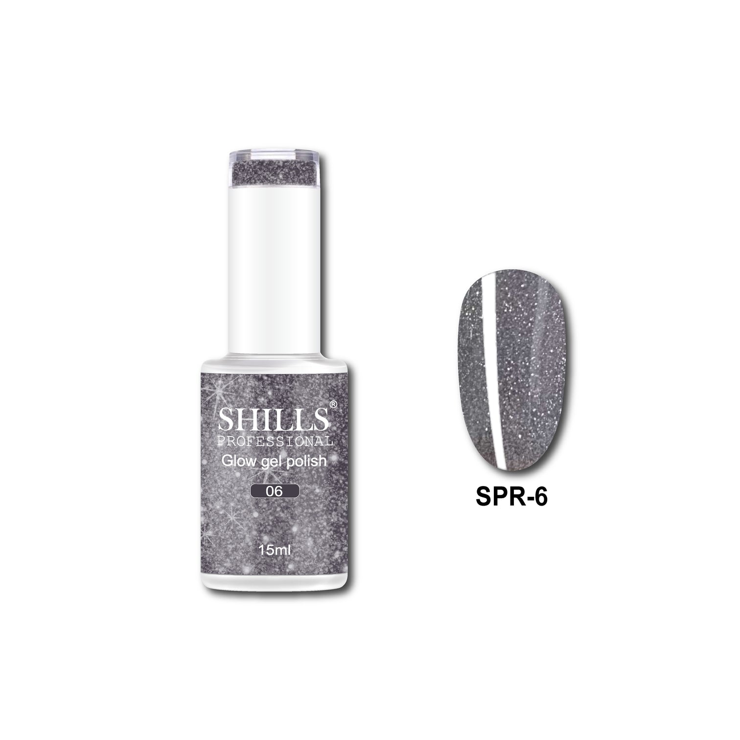 Shills Professional Reflective Gel Polish – Glitter Flash Gel for Sparkling Nail Art | Long-Lasting Soak-Off UV LED Gel (Shade-06)