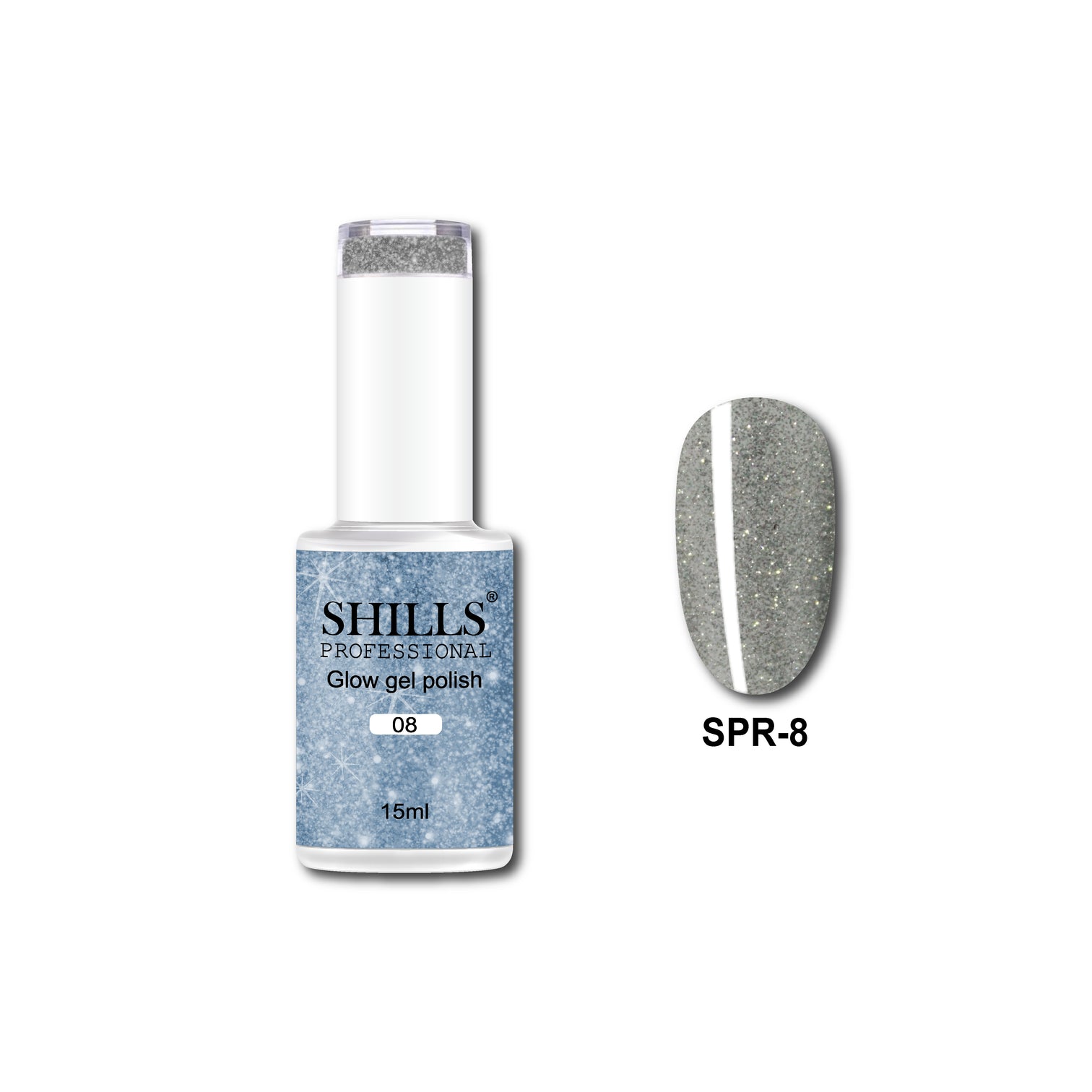Shills Professional Reflective Gel Polish – Glitter Flash Gel for Sparkling Nail Art | Long-Lasting Soak-Off UV LED Gel (Shade-08)