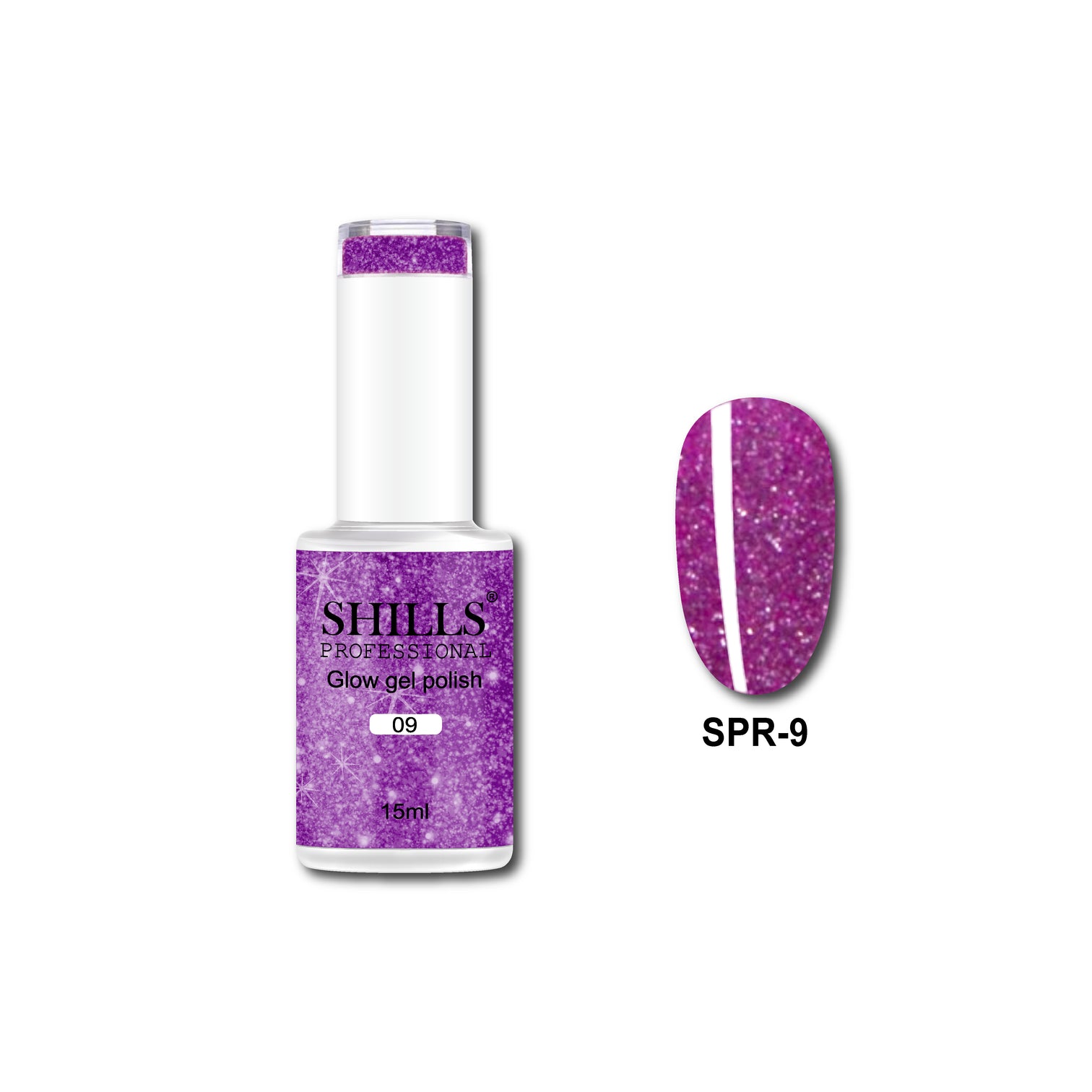 Shills Professional Reflective Gel Polish – Glitter Flash Gel for Sparkling Nail Art | Long-Lasting Soak-Off UV LED Gel (Shade-09)