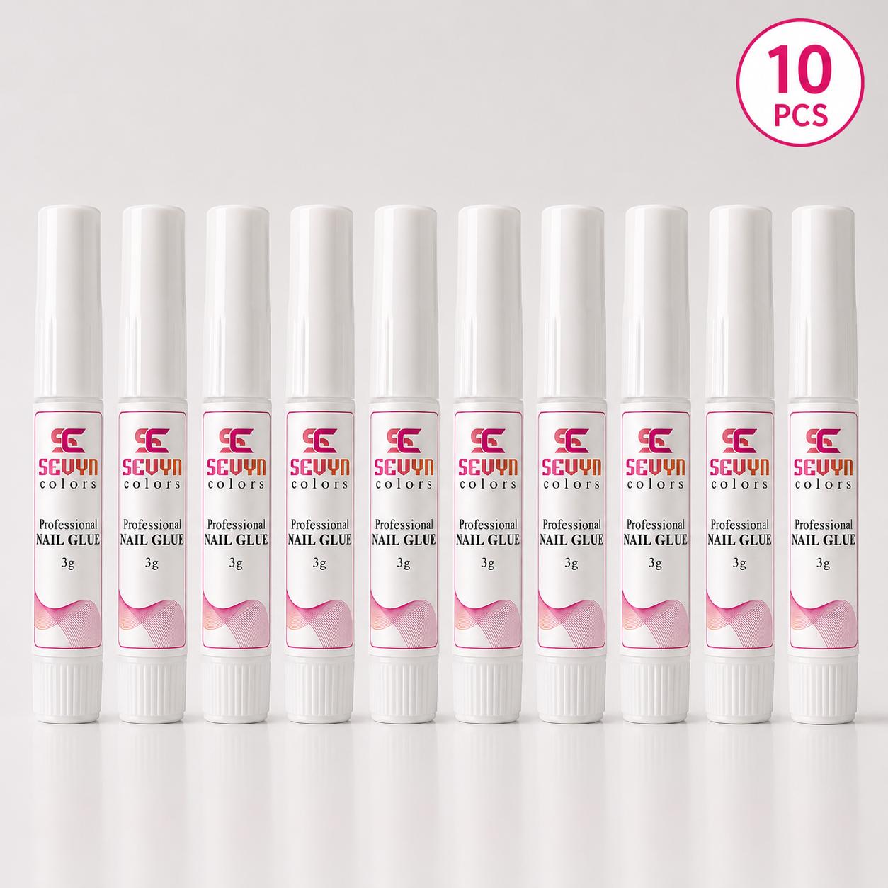 Sevyn Colors Professional Nail Glue 3g | Strong Hold Long Lasting Nail Glue for Press On Nails & Extensions (Pack Of 10)