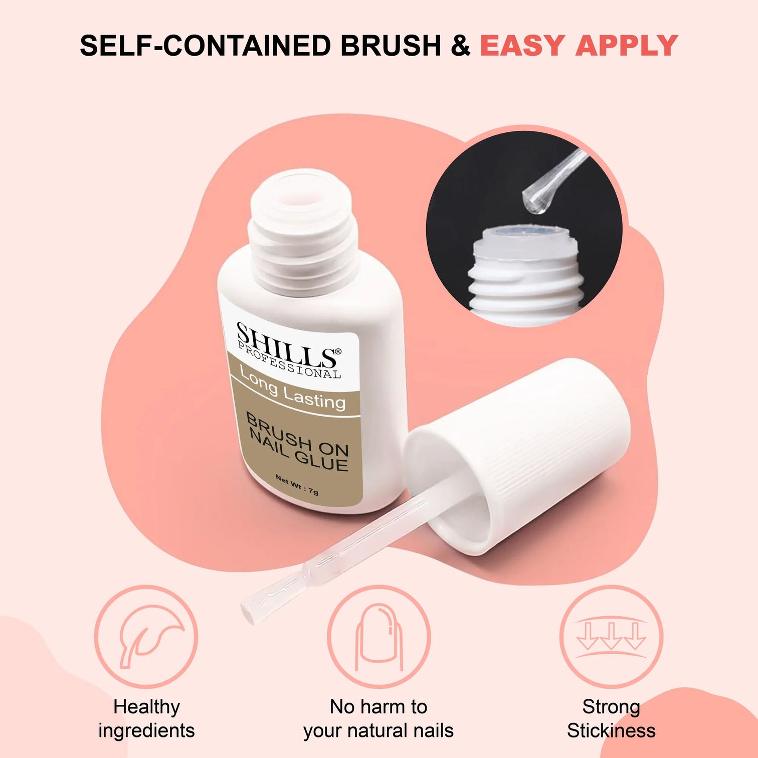 Shills Brush On Nail Glue – Strong Adhesive for Nail Tips & Nail Art (7g)