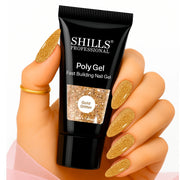 Shills Gold Glitter Poly Nail Gel – Fast Building Nail Extension Gel (30ml)