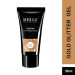 image, Shills Gold Glitter Poly Nail Gel – Fast Building Nail Extension Gel (30ml)