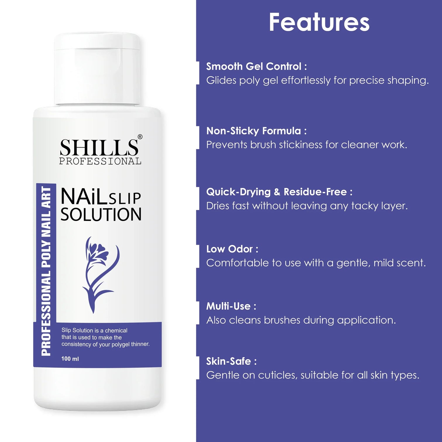 Shills Nail Slip Solution – Poly Gel Liquid for Smooth Application (100ml)