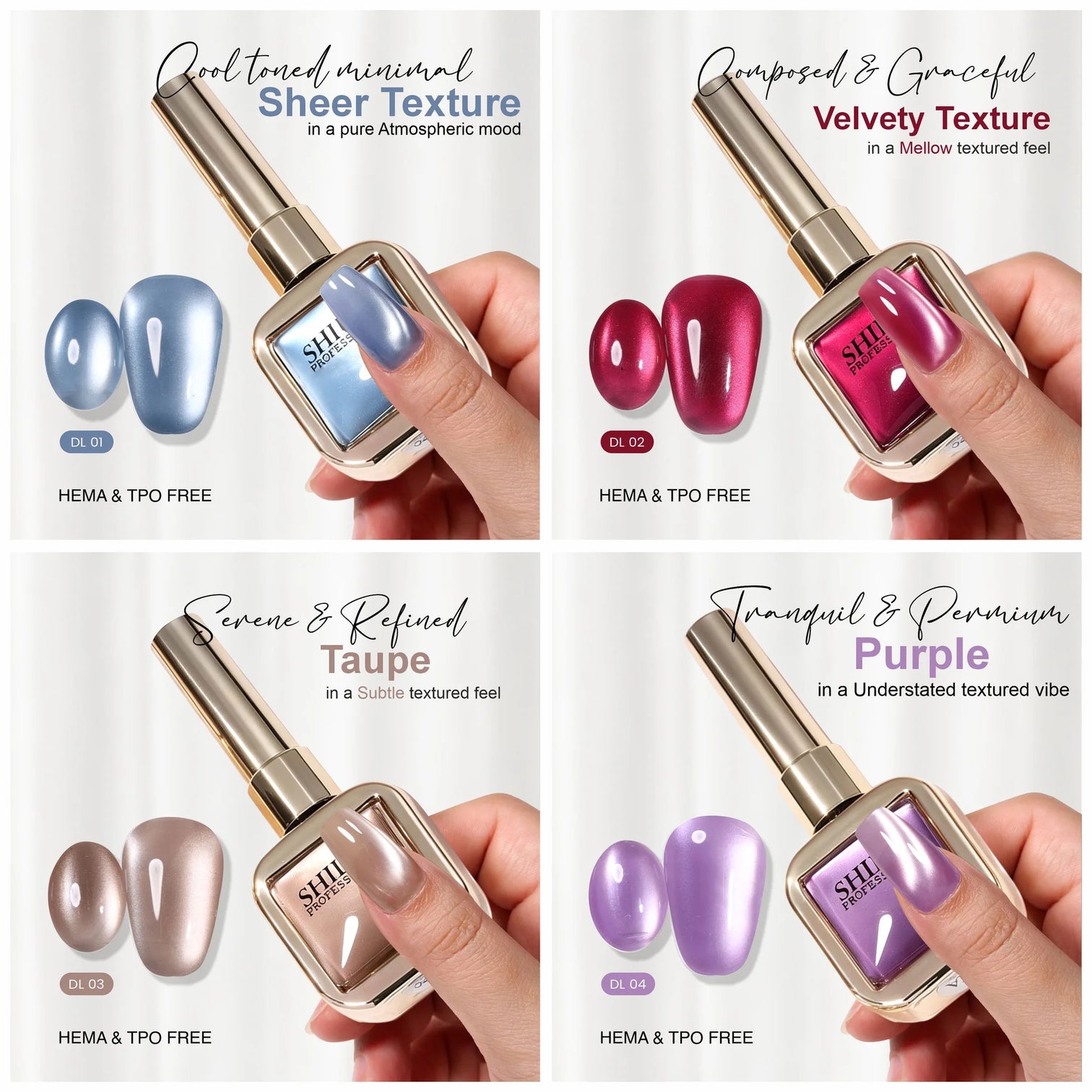 Shills Professional 4 Pcs Cat Eye Gel Polish Set – Delhi Diamond Collection