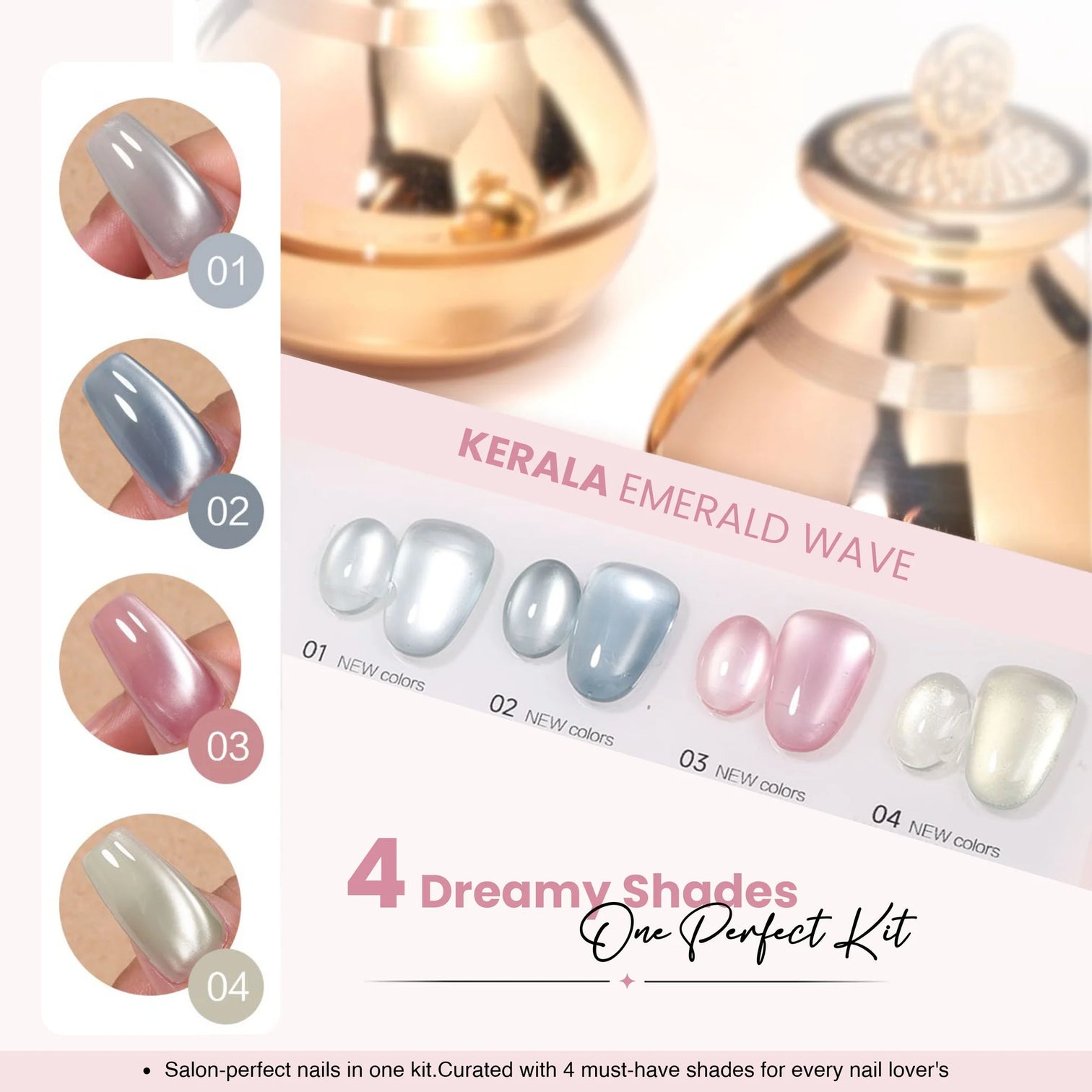 Shills Professional 4 Pcs Cat Eye Gel Polish Set – Kerala Emerald Wave