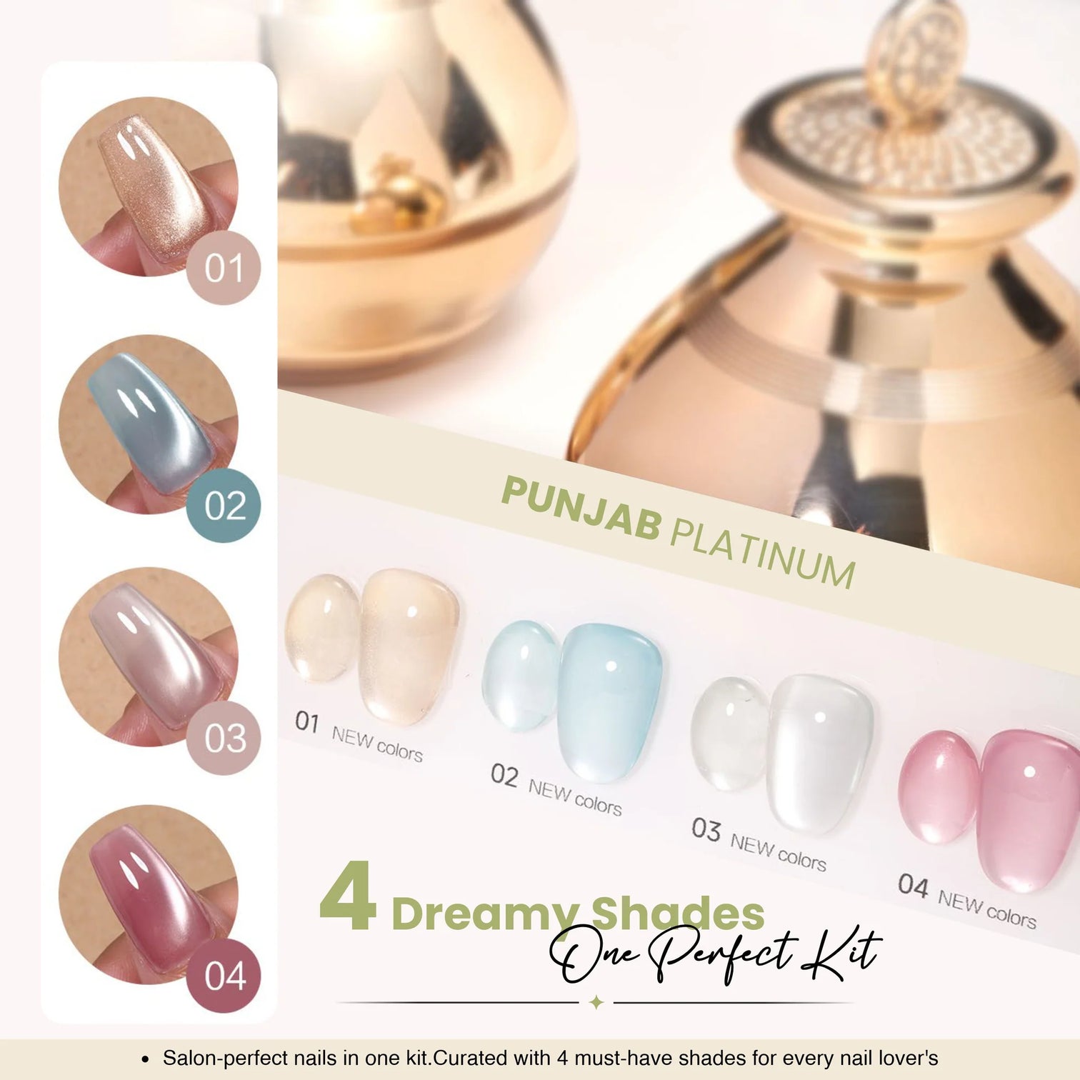 Shills Professional 4 Pcs Cat Eye Gel Polish Set – Punjab Platinum