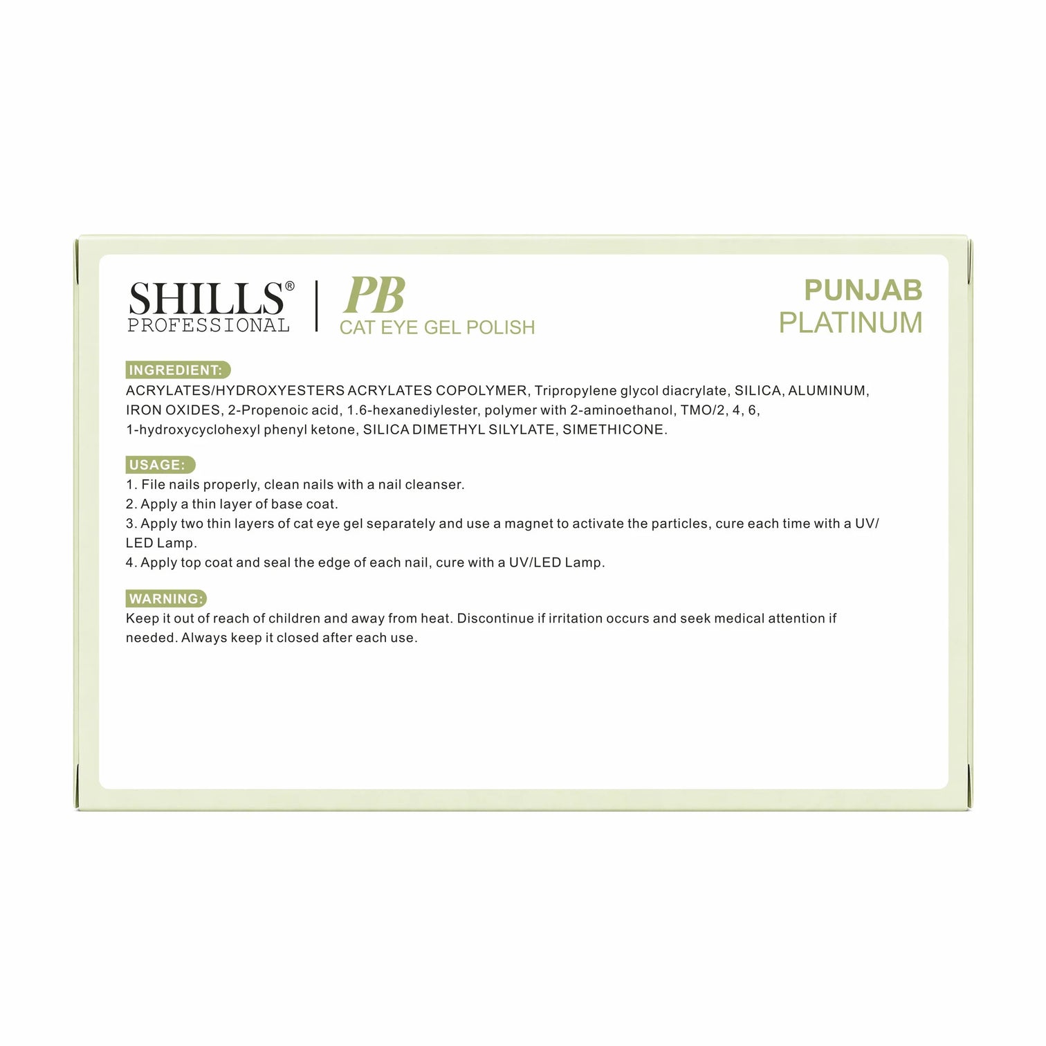 Shills Professional 4 Pcs Cat Eye Gel Polish Set – Punjab Platinum