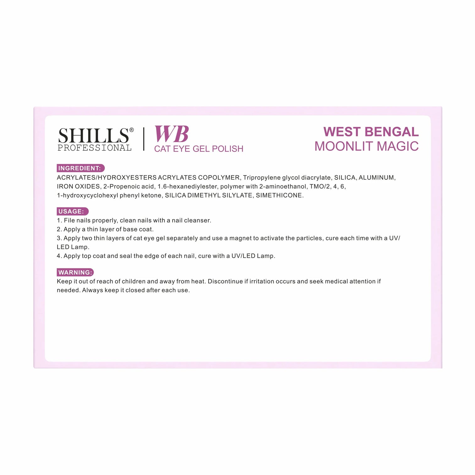 Shills Professional 4 Pcs Cat Eye Gel Polish Set – West Bengal Moonlit Magic