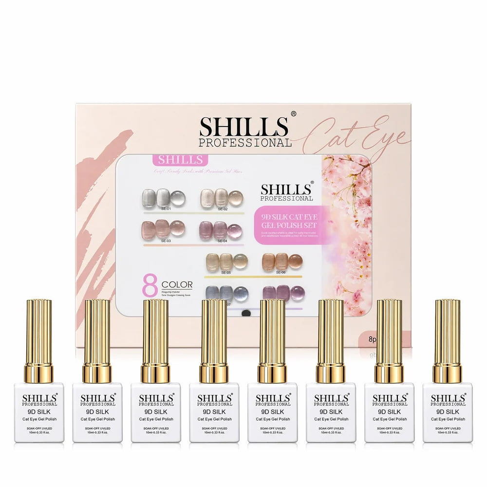 Shills Professional 9D Silk Cat Eye Gel Polish Set | 8 Colors x 10ml