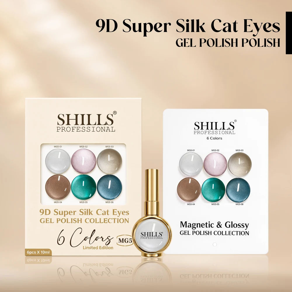Shills Professional 9D Super Silk Cat Eye Gel Polish Collection MG05 | 6 Colors (10ml Each)