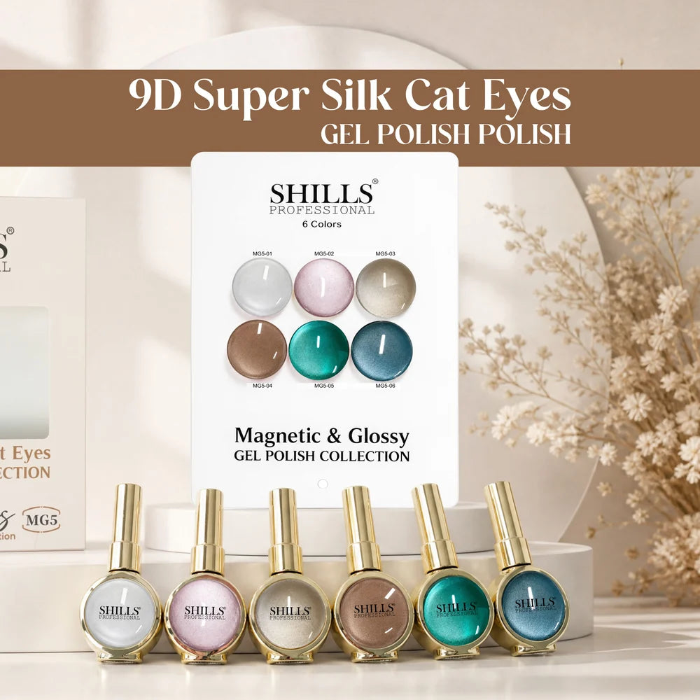 Shills Professional 9D Super Silk Cat Eye Gel Polish Collection MG05 | 6 Colors (10ml Each)