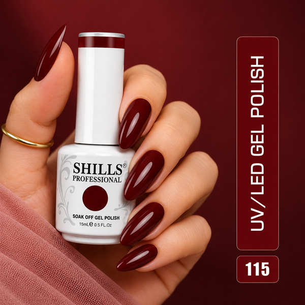 Shills Professional Gel Polish 15ml Long-Lasting UV/LED Soak-Off Nail Gel Color for Salon & Home Use (Shade - 115)
