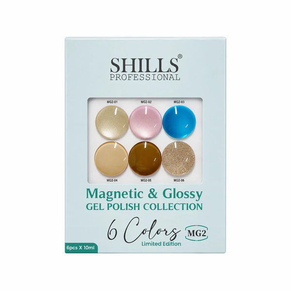 Shills Professional Magnetic & Glossy Cat Eye Gel Polish Collection MG02 | 6 Colors (10ml Each)