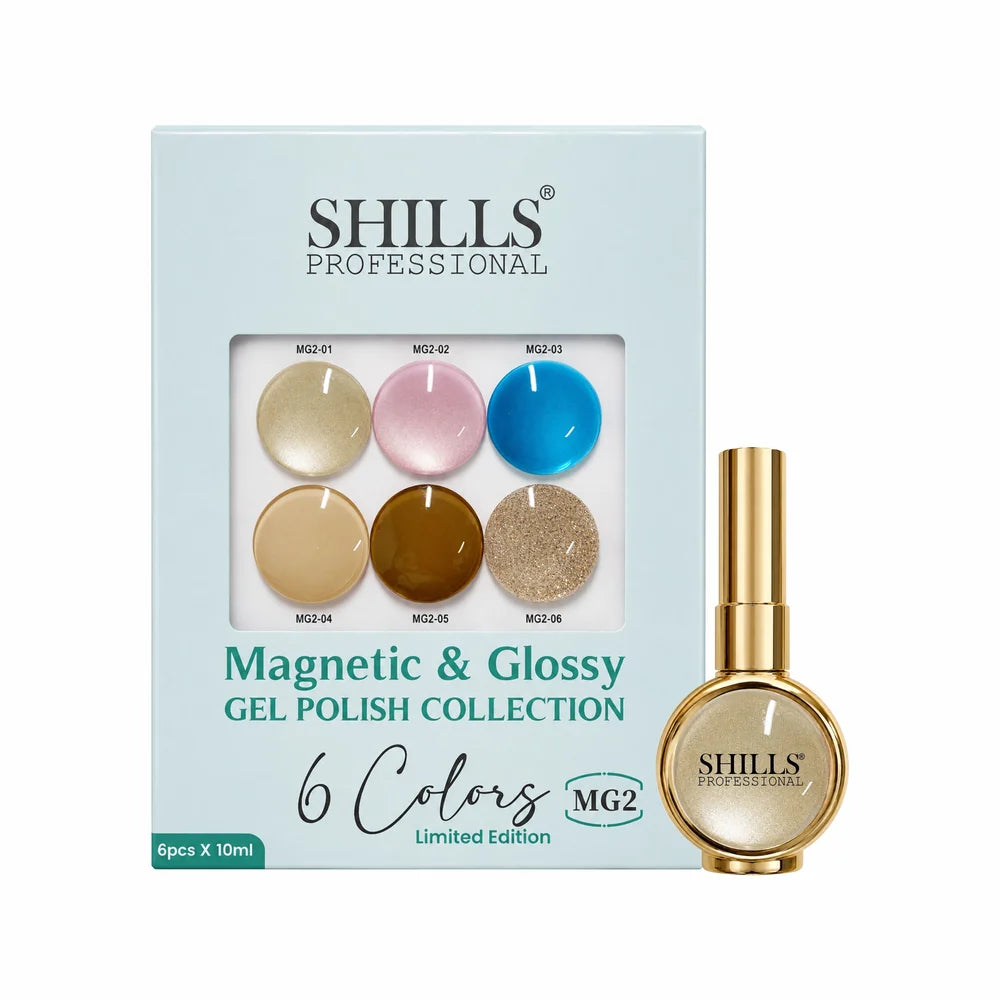 Shills Professional Magnetic & Glossy Cat Eye Gel Polish Collection MG02 | 6 Colors (10ml Each)