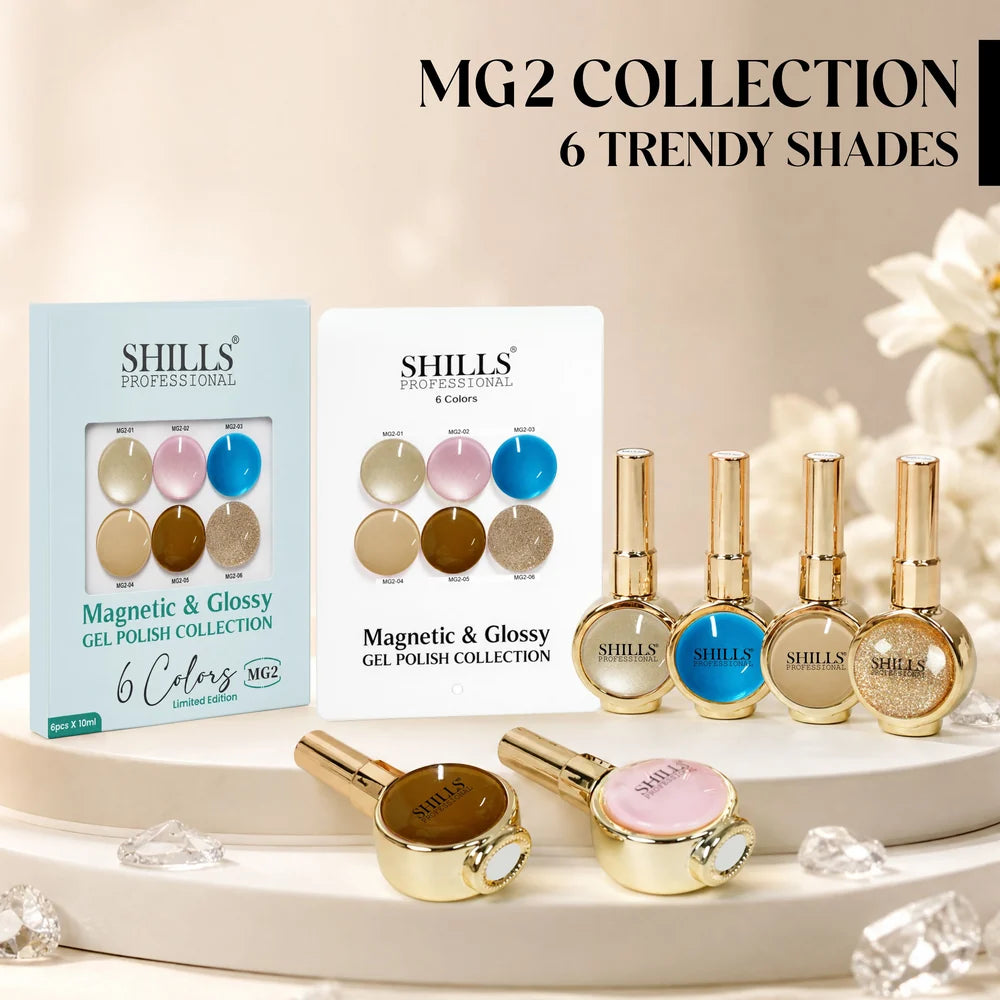 Shills Professional Magnetic & Glossy Cat Eye Gel Polish Collection MG02 | 6 Colors (10ml Each)