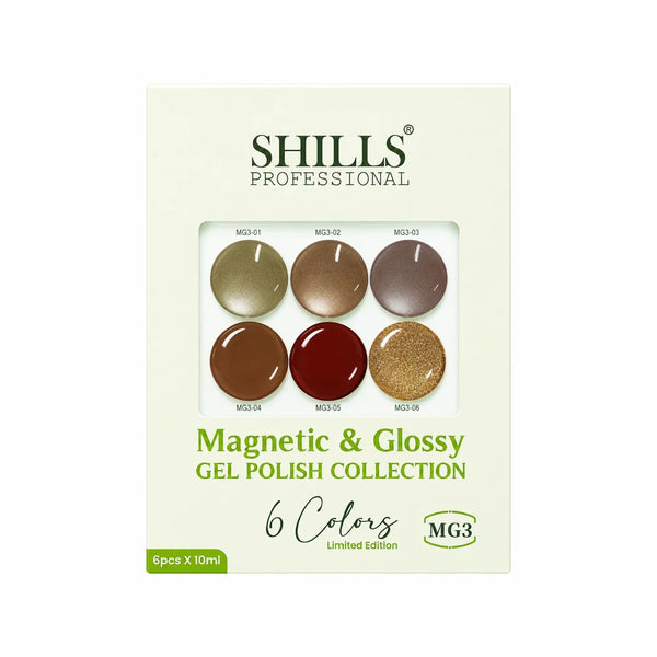 Shills Professional Magnetic & Glossy Cat Eye Gel Polish Collection MG03 | 6 Colors (10ml Each)