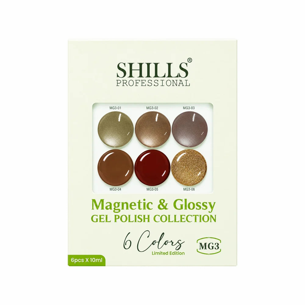 Shills Professional Magnetic & Glossy Cat Eye Gel Polish Collection MG03 | 6 Colors (10ml Each)