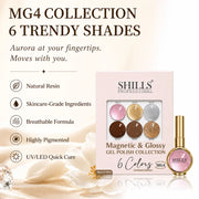 Shills Professional Magnetic & Glossy Cat Eye Gel Polish Collection MG04 | 6 Colors (10ml Each)