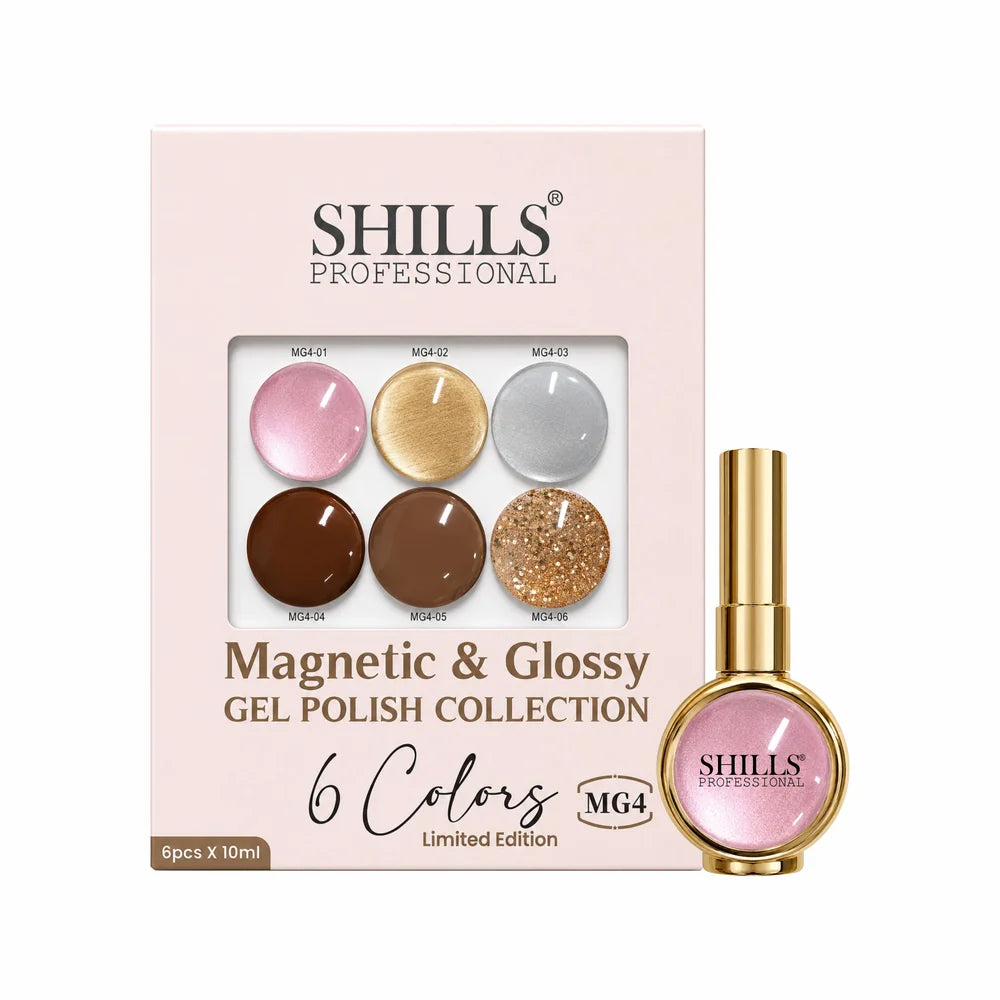 Shills Professional Magnetic & Glossy Cat Eye Gel Polish Collection MG04 | 6 Colors (10ml Each)