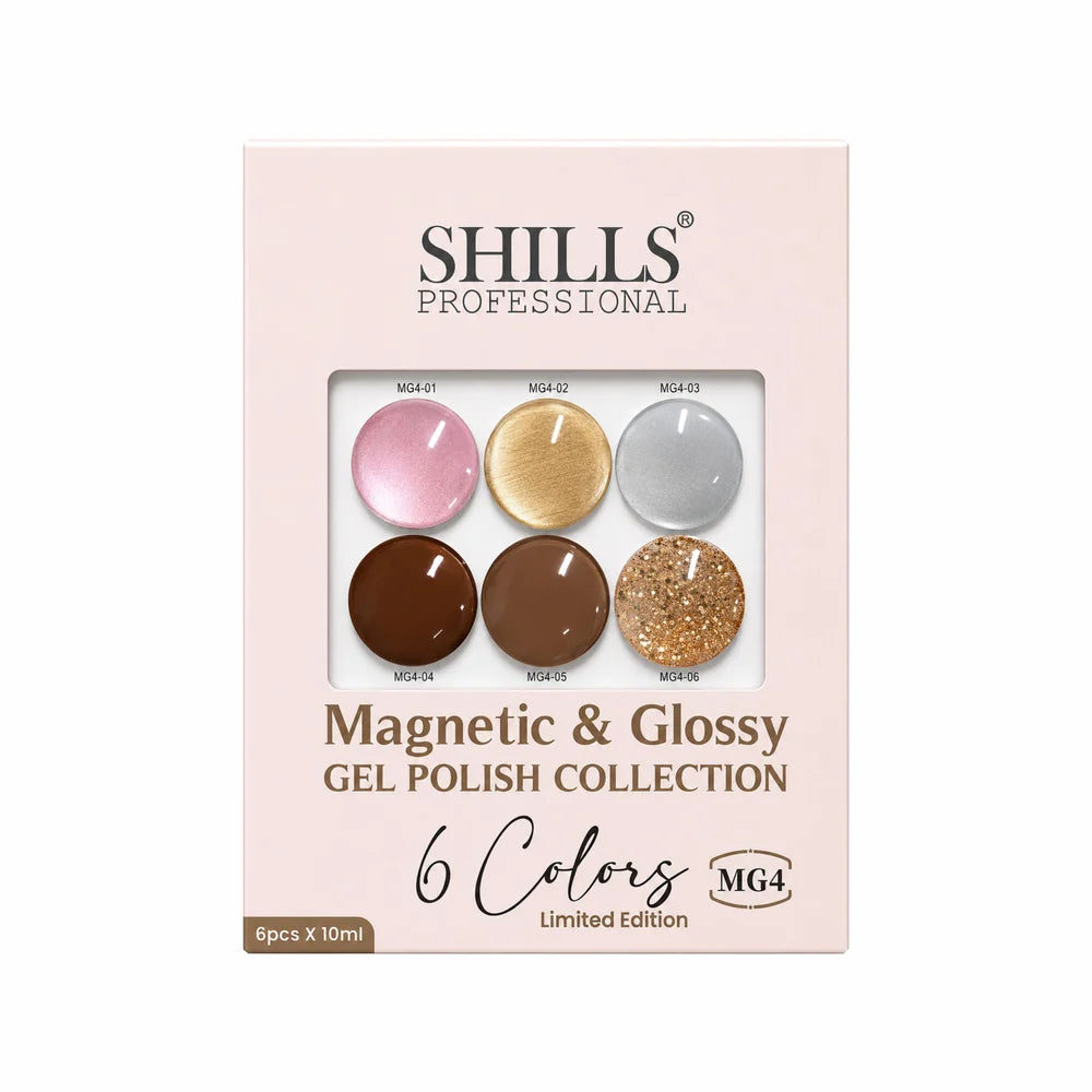 Shills Professional Magnetic & Glossy Cat Eye Gel Polish Collection MG04 | 6 Colors (10ml Each)