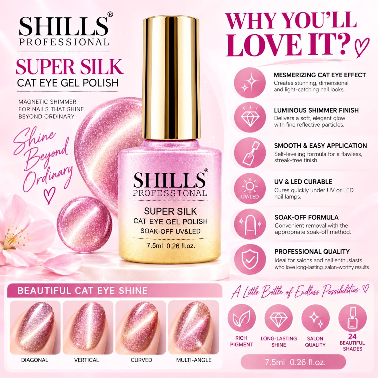 Shills Professional Super Silk Cat Eye Gel Polish Set – 24 Colors