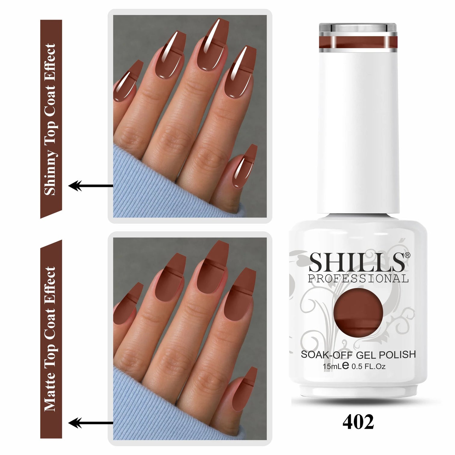 Shills Professional UV/LED Chocolate Brown Gel Polish 15ml – Shade 402
