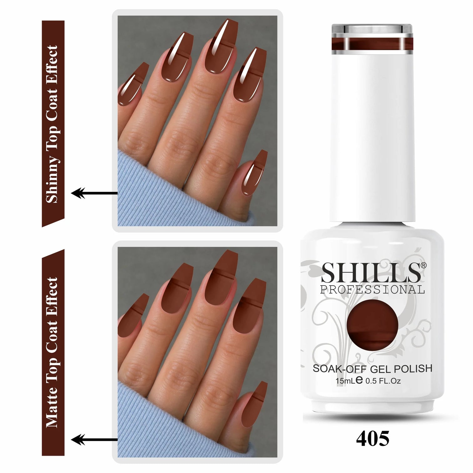 Shills Professional UV/LED Dark Chocolate Gel Polish 15ml – Shade 405