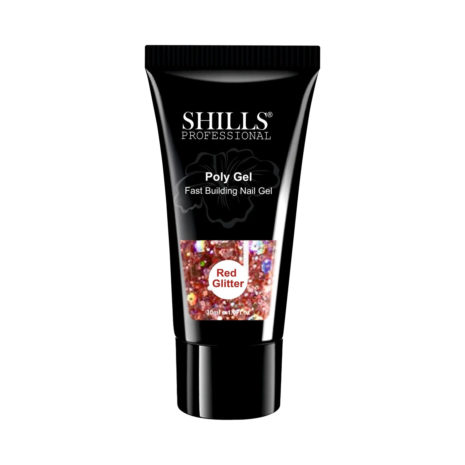 Shills Red Glitter Poly Nail Gel – Fast Building Nail Extension Gel (30ml)
