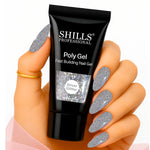 image, Shills Silver Glitter Poly Nail Gel – Fast Building Nail Extension Gel (30ml)