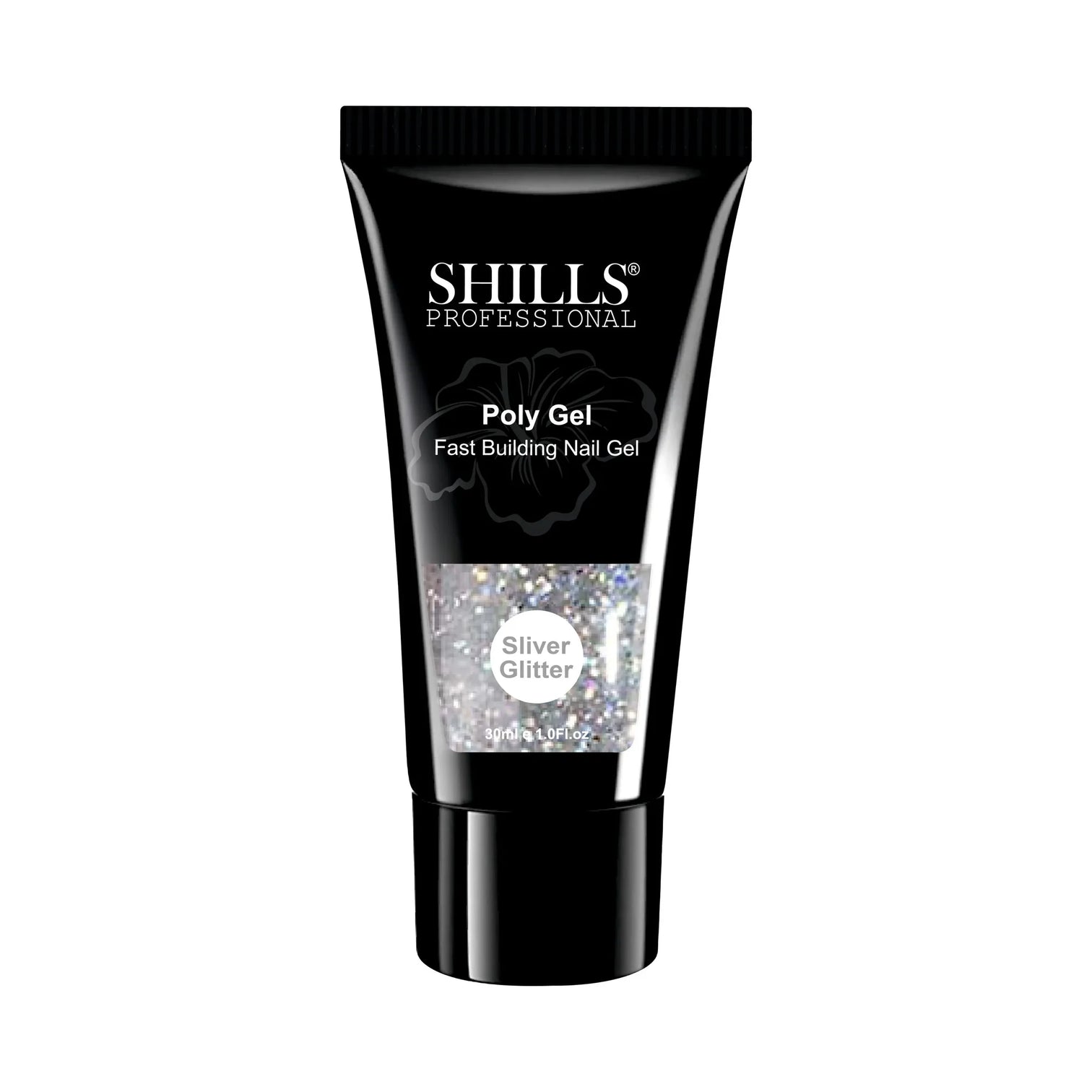 Shills Silver Glitter Poly Nail Gel – Fast Building Nail Extension Gel (30ml)