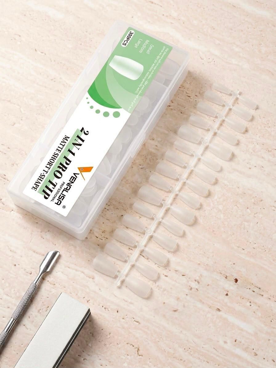 VENALISA 2 in 1 Pro Tips – Natural Matte Square Full Cover Nail Tips (300 PCS)