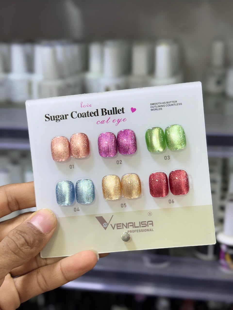 VENALISA Sugar Coated Bullet Cat Eye Gel Polish Collection – 6 Glitter Magnetic Shades