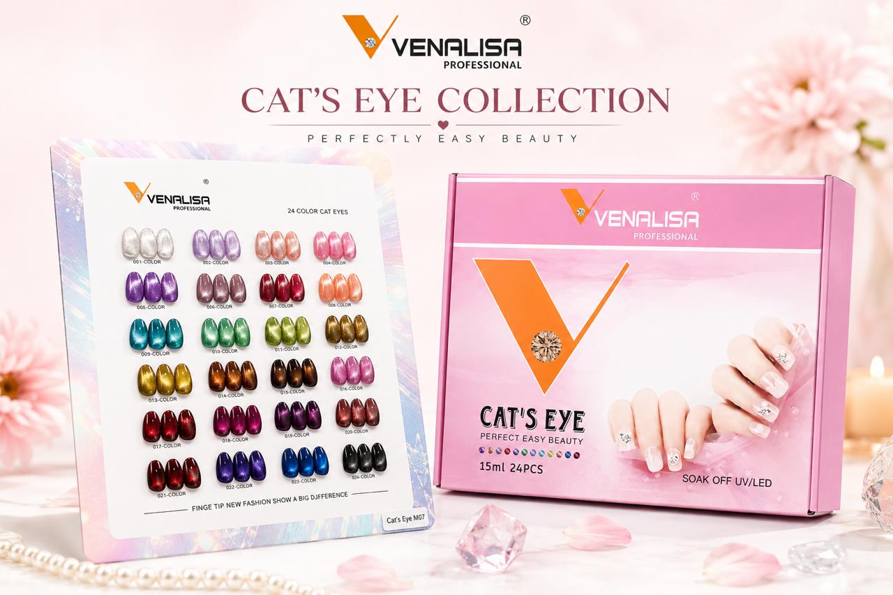 Venalisa Cat’s Eye Gel Nail Polish Set – 24 Colors | 15ml UV/LED Soak Off