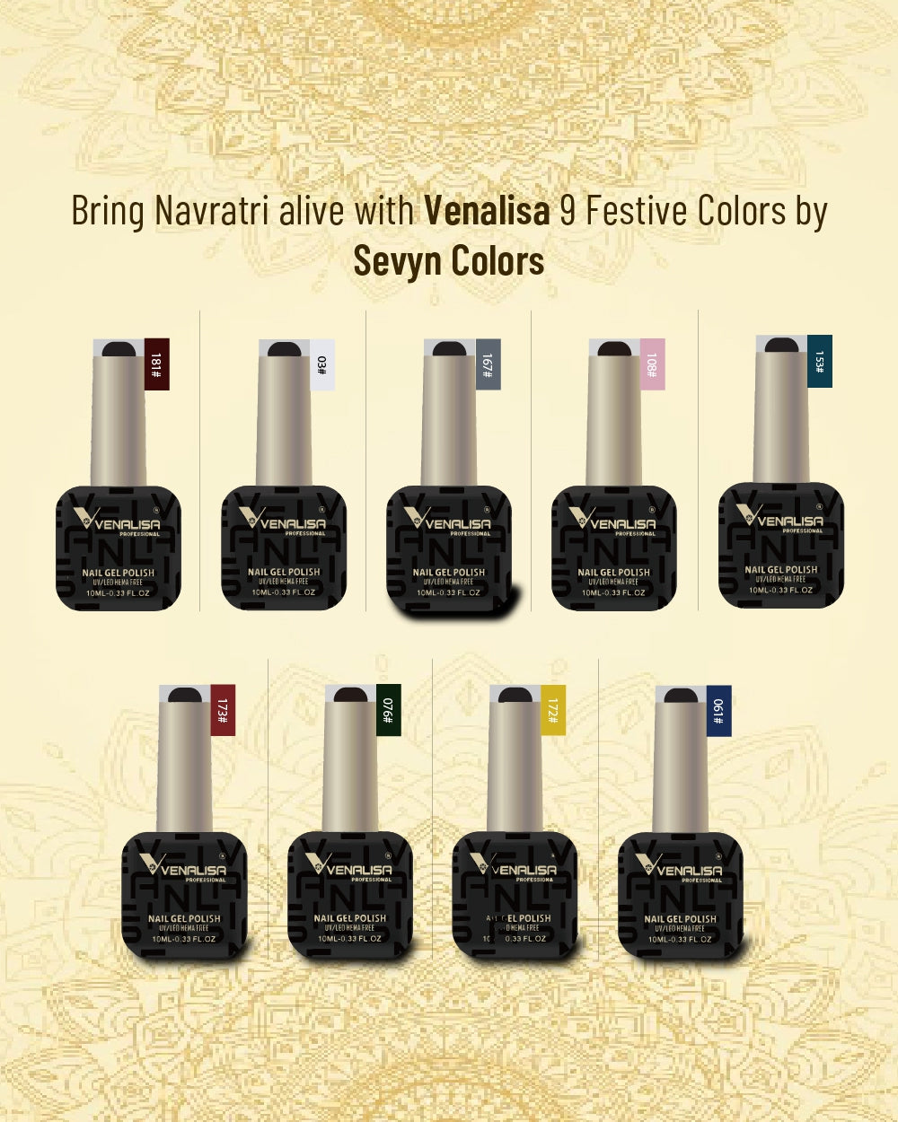 Venalisa Navratri Collection – 9 Festive Gel Polish Shades | UV/LED Soak-Off Nail Colors
