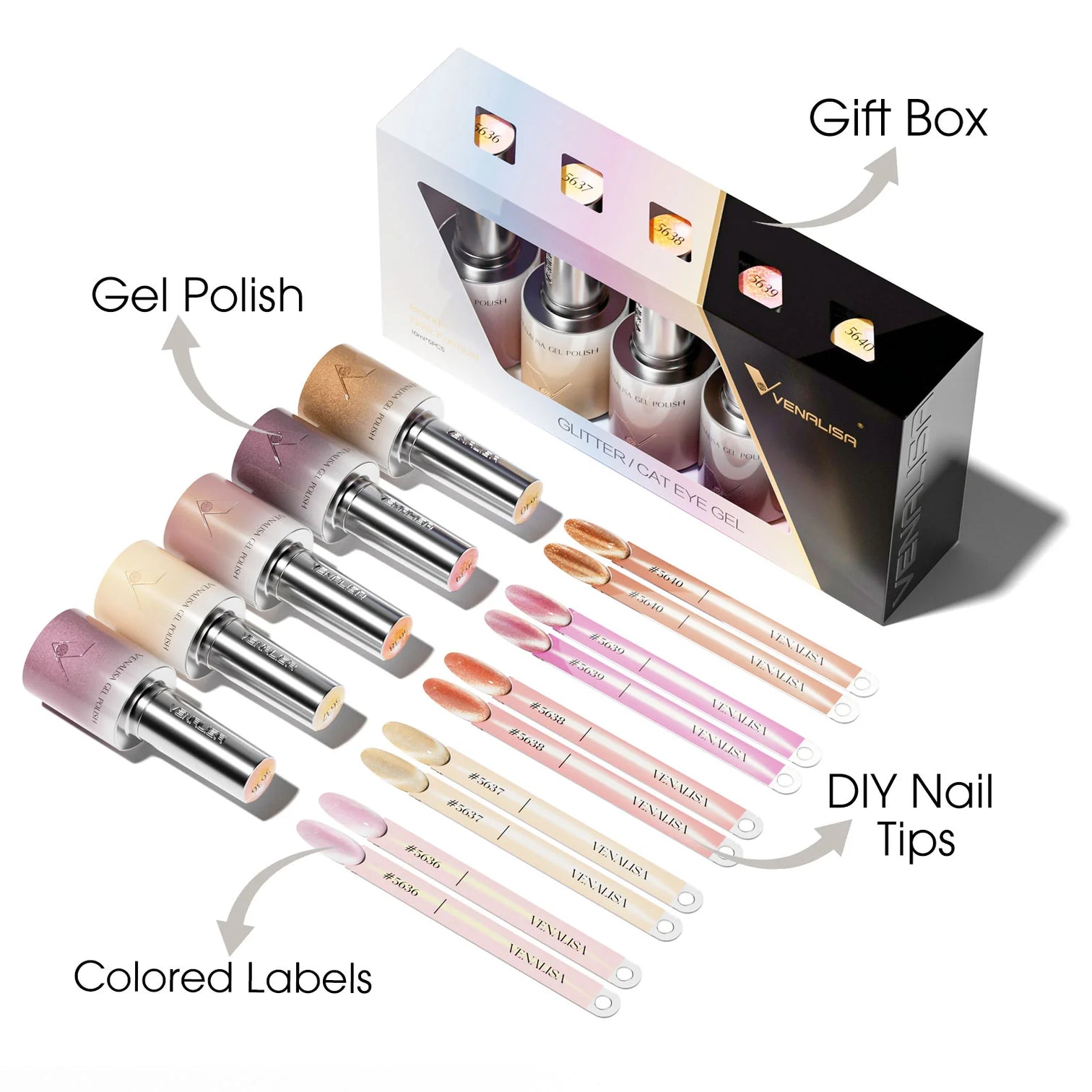 Venalisa Golden Cat Eye Gel Polish Set (10ML) – Luxury Shimmer Magnetic Effect | TPO Free & HEMA Free