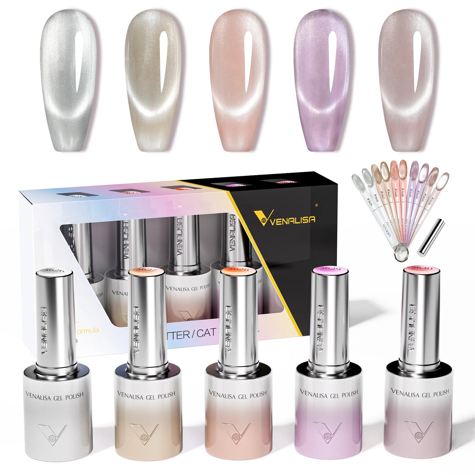 Venalisa Pearl Cat Eye Gel Polish Set (10ML) – Soft Shimmer Magnetic Effect | TPO Free & HEMA Free