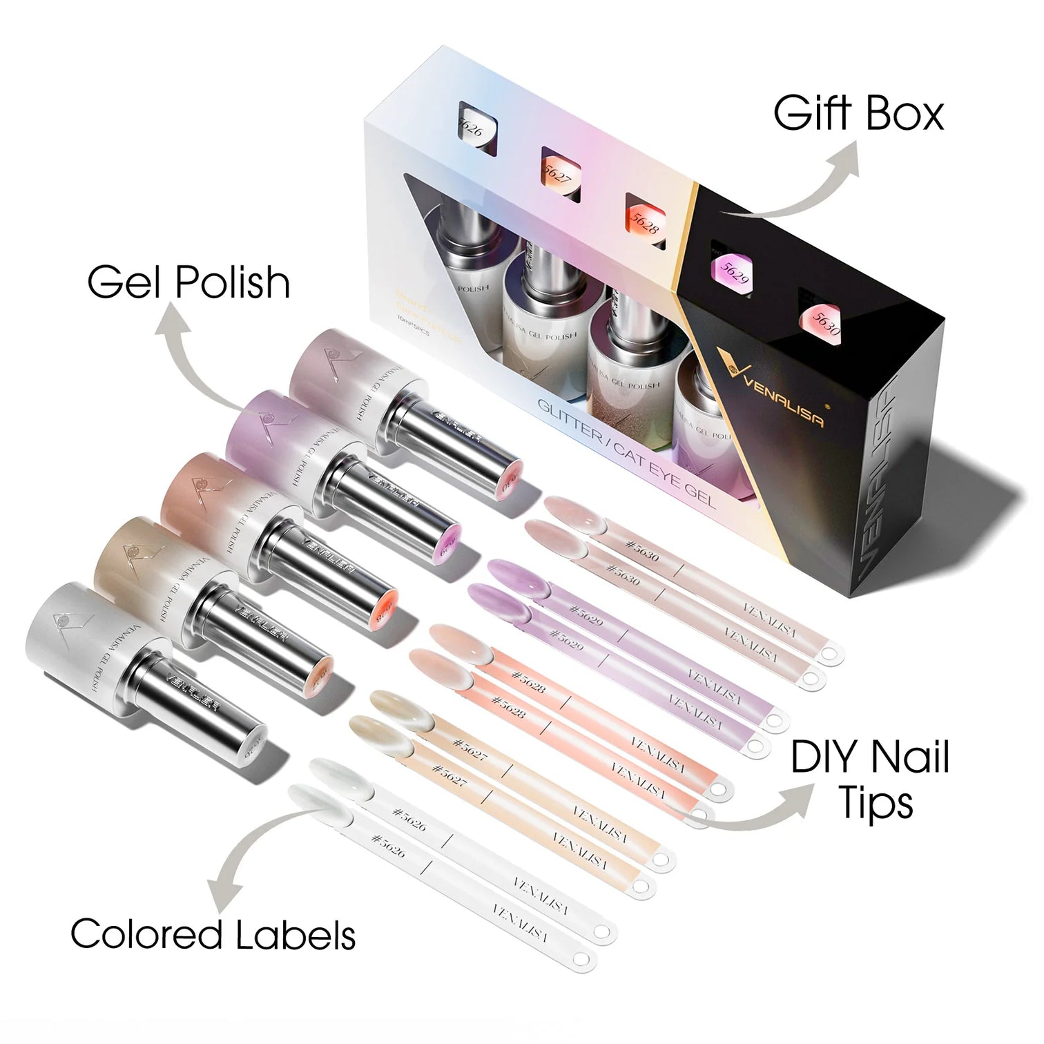 Venalisa Pearl Cat Eye Gel Polish Set (10ML) – Soft Shimmer Magnetic Effect | TPO Free & HEMA Free