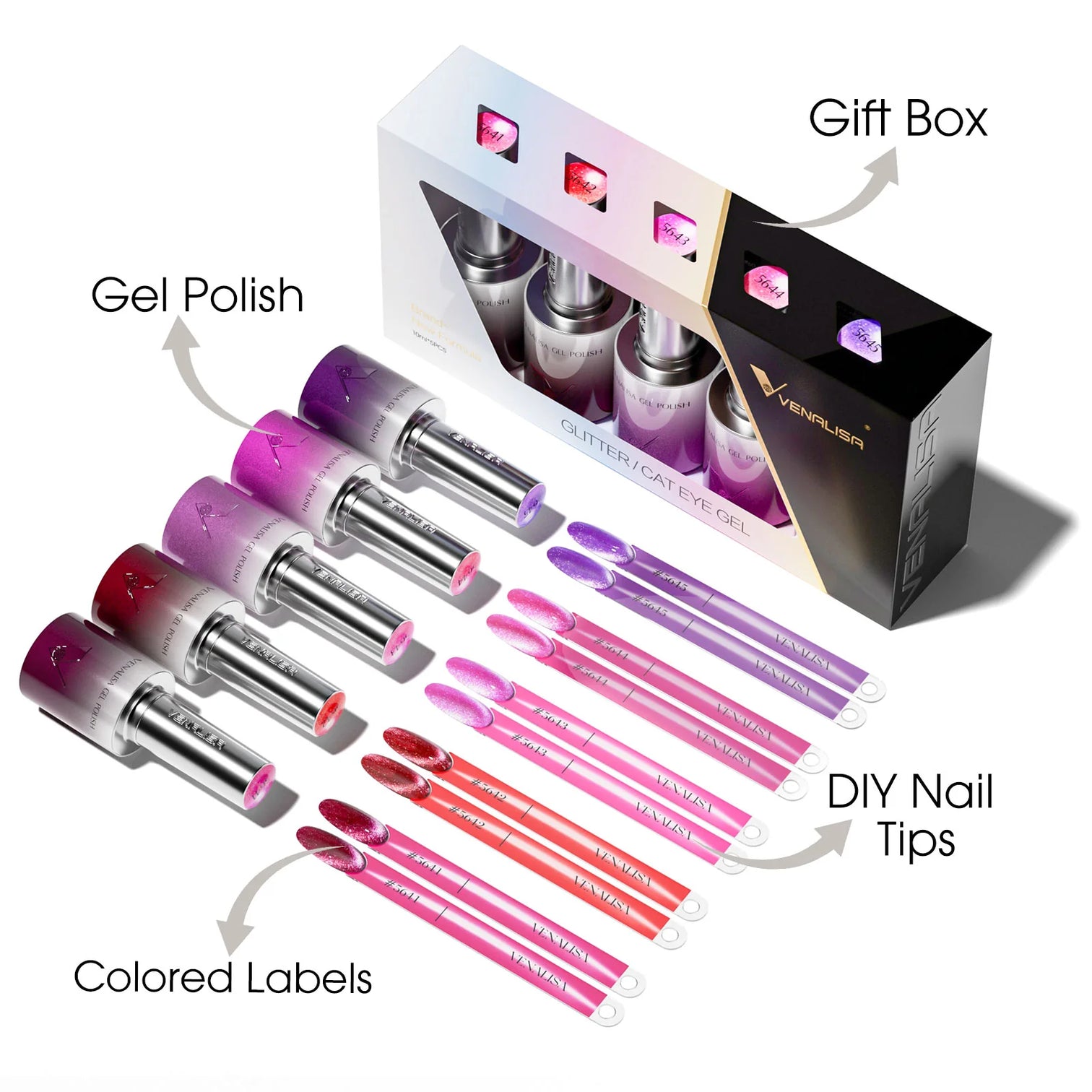Venalisa Pink & Red Cat Eye Gel Polish Set (10ML) – Bold Shimmer Magnetic Effect | TPO Free & HEMA Free