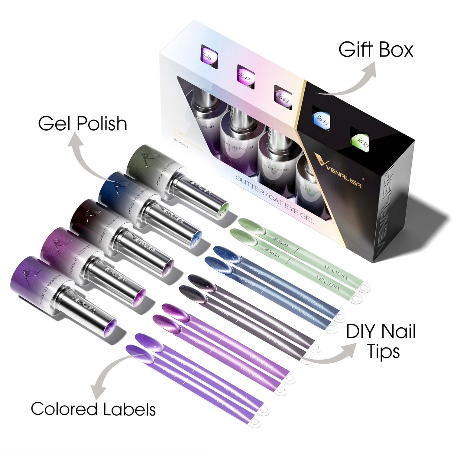 Venalisa Dark Cat Eye Gel Polish Set (10ML) – Premium Magnetic Shimmer Effect | TPO Free & HEMA Free
