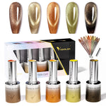 image, Venalisa Metallic Cat Eye Gel Polish Set (10ML) – Bronze Gold Shimmer Magnetic Effect | TPO Free &amp; HEMA Free