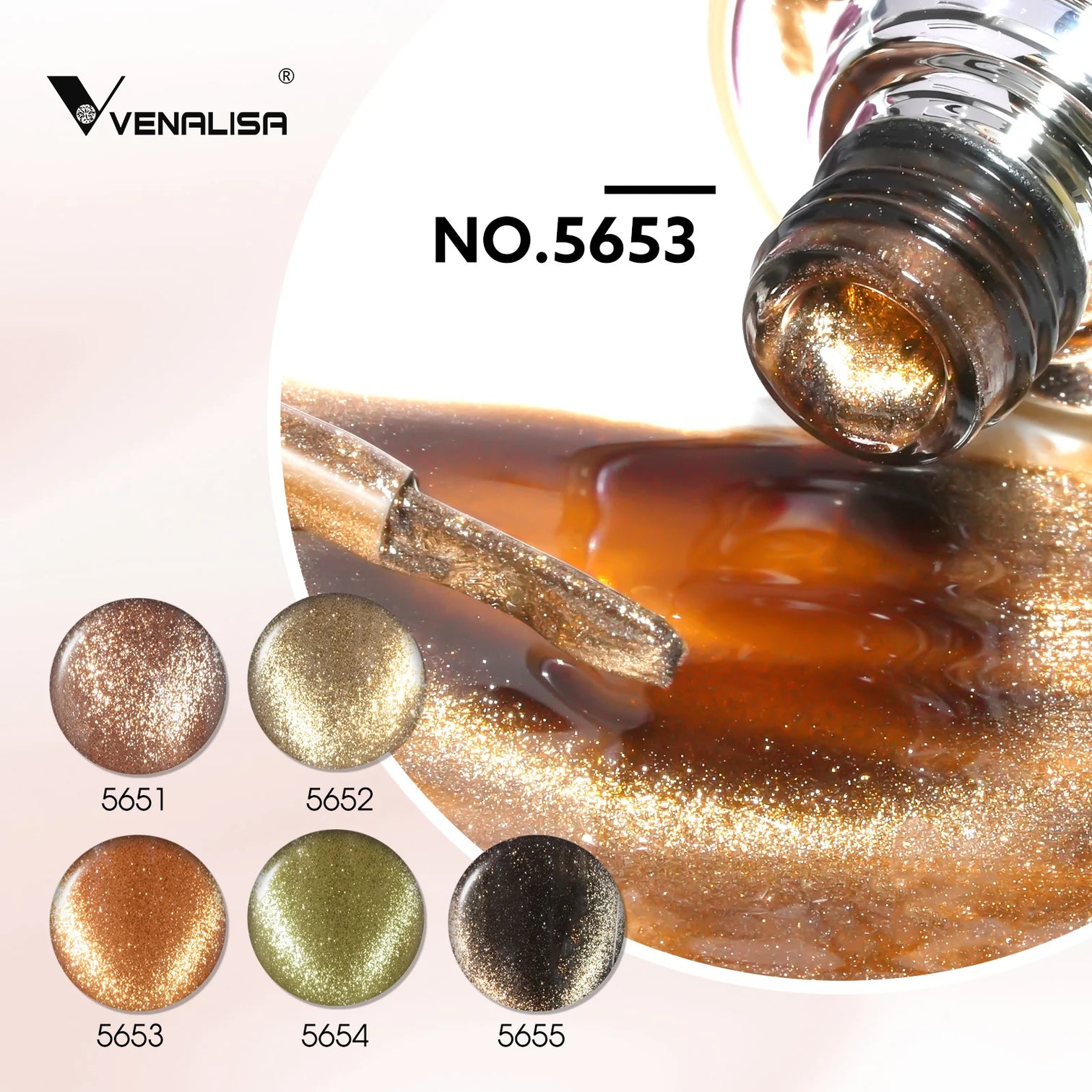 Venalisa Metallic Cat Eye Gel Polish Set (10ML) – Bronze Gold Shimmer Magnetic Effect | TPO Free & HEMA Free