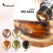Venalisa Metallic Cat Eye Gel Polish Set (10ML) – Bronze Gold Shimmer Magnetic Effect | TPO Free & HEMA Free