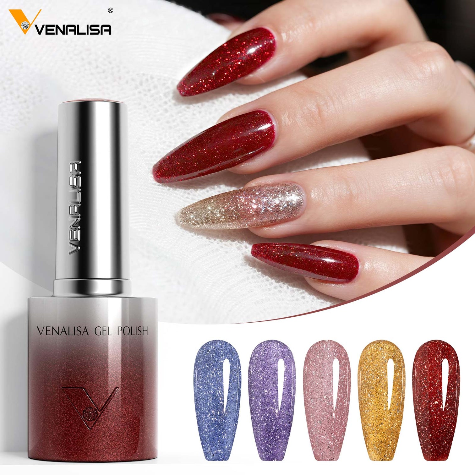 Venalisa 60 Colors Glitter & Cat Eye Gel Polish Set (10ML) – Magnetic Nail Kit with DIY Color Display | TPO Free & HEMA Free